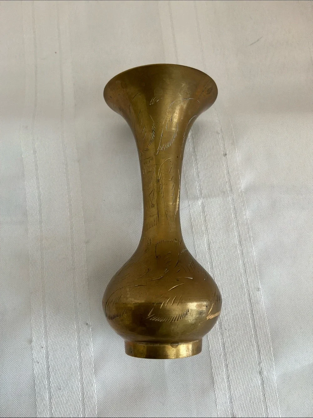 Brass Etched Bud Vase - Antique Finish